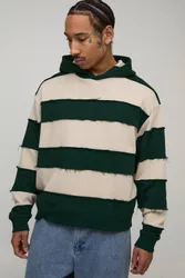 Herren Oversized Boxy Distressed Hoodie Sweatshirt Navy Größe Small