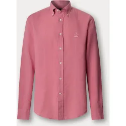 Camisa de hombre de lino lisa con logo Birdie fit Club