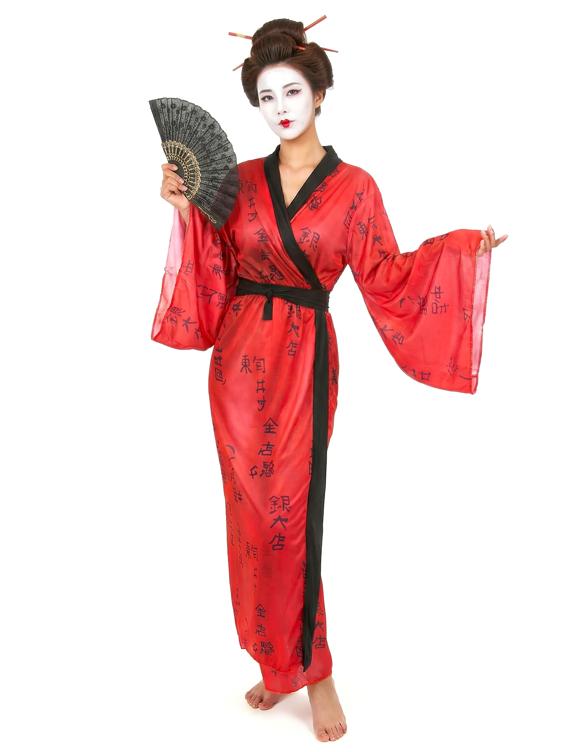 Edles Geisha Damenkostüm rot-schwarz - KARNEVAL-MEGASTORE - FashionsVida