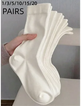Pares de calcetines de media caña para maternidad, calcetines de media caña blancos de secado rápido y absorción de humedad para mujer - sandalias - Shein - FashionsVida