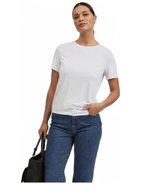 T-Shirt Modala O Neck T-Shirt - Optical Snow Eu S;Eu L;Eu Xs Female - Vila - FashionsVida