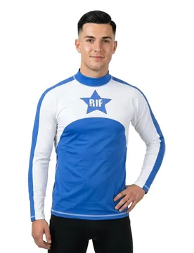 T-shirt à Manches Longues Et Col Montant Lycra Blue / White S Homme