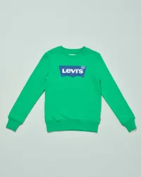 Felpa verde girocollo con logo batwing blu 10-16 anni