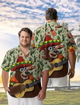 Men's Plus Size Hawaiian Shirts Bear Playing Guitar Pattern,New Summer Fashion Tops,Hip Hop Streetwear - Aliexpress - FashionsVida