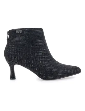 Tronchetti neri con strass tacco medio 7225 36 - Nazareno Gabrielli - FashionsVida