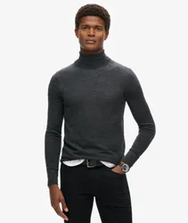 Superdry Herren Merino Rollkragenpullover Dunkelgrau - Größe: XS