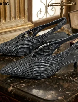 Summer Women's Pointed Toe High Heel Sandals, Woven Design Thin Heels, Dressy Party Shoes, Comfortable Slip-On Evening - Aliexpress - FashionsVida