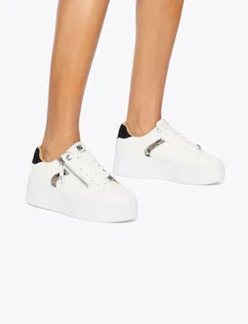 Lace Up Zip Detail Flatform Trainers White female - Kurt geiger - FashionsVida