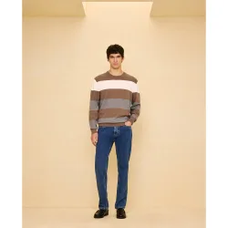 Jersey cuello caja de rayas de hombre