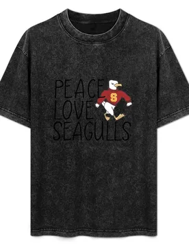 Peace, Love, Seagulls T-Shirt Simple Solid Color Crew Neck Tee - Aliexpress - FashionsVida