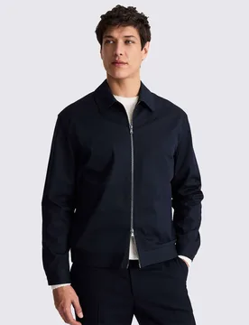 Cotton Rich Harrington Jacket Navy male - MOSS - FashionsVida