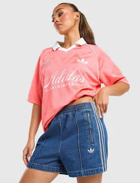 Womens Maglia Script Football Collar - Rosso, rosso rosso Donna taglia M - Adidas - FashionsVida