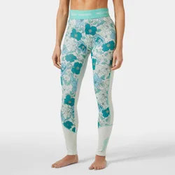 Women's Lifa Merino Midweight Graphic Base Layer Trousers Blue L - Seafoam Floral Aop Blue - Female