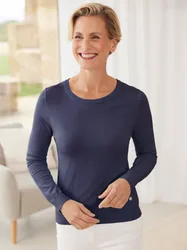 Rundhals-Pullover Supersoft - Marine - female - Size: 38