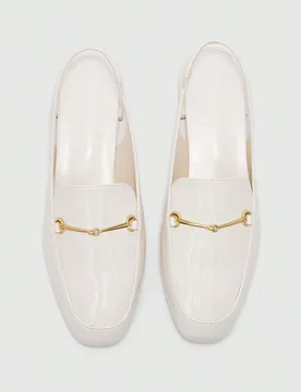 Zapatos de mujer para primavera y otoño, nuevos, de color beige con espejo, versátiles y de moda, con punta cuadrada, suela plana, slip-on, zapatos - Shein - FashionsVida