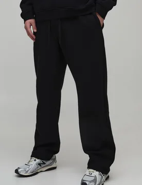 Men's Essential Straight Leg Jogger Black Size Large Black L - boohooMAN - FashionsVida
