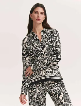 Floral Print Collared Shirt Black Mix female - Finery London - FashionsVida
