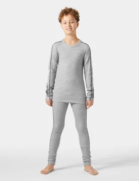 Junior Lifa Merino Midweight Base Layer Set Grey 14 - Grey Melange - Unisex - Helly Hansen - FashionsVida