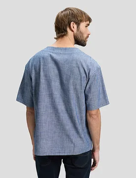 Relaxed Baseball Tee With Pocket Light Wash Chambray Größe S male - Lee - FashionsVida