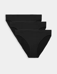 Pack Comfort Rib Seamless High Leg Knickers Black female