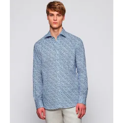 Camisa de hombre casual manga larga estampado patchwork