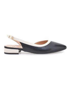 Ballerine Nere e Beige Con Cinturino Slingback 6011 39