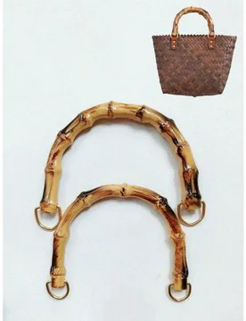 Asa de repuesto para bolso de resina estilo bambú con anillo de metal, accesorio de asa de bolso estilo vintage para bolsas de paja hechas a mano DIY - Shein - FashionsVida
