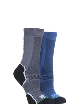 Pair Navy / Charcoal Trek Socks Unisex 6-8.5 Mens - - Multi Coloured - Size: 6-8.5 Mens - 1000 Mile - FashionsVida