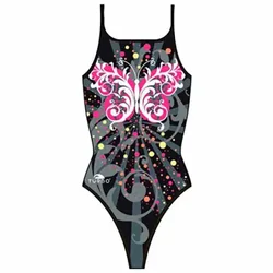 Butterfly Stars Thin Strap Swimsuit Black 12-24 Months Girls