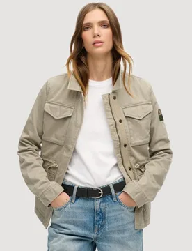 Superdry Damen Gestickt Military M65 Jacke, Kaki, Größe: 34 - 199.99 - FashionsVida