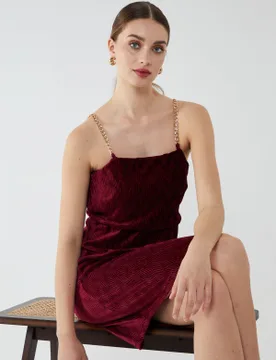 Chain Strap Mini Dress - 14 / WINE - female - Blue Vanilla - FashionsVida
