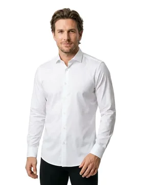 Hugo Camicia A Maniche Lunghe Kason Open White 37 - Hugo Boss - FashionsVida