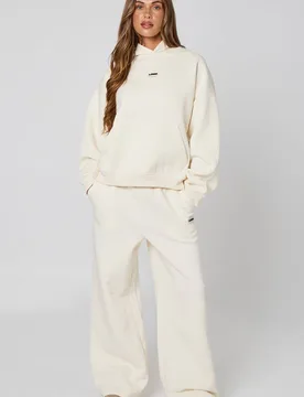 Women's Branded Wide Leg Jogger Pants in Cream Size: 14 - Cream - Size: 14 - Urban Bliss - FashionsVida