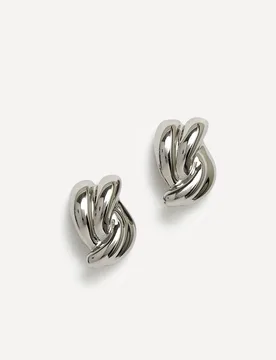 Women's Twisted Silver Knot Twist Stud Earrings - Silver - Size: One Size - Linzi - FashionsVida