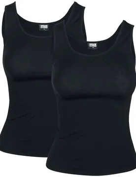 Top - Ladies 2-Pack Basic Stretch Top - XS bis 5XL - für Damen - Größe 5XL - schwarz - Frauen - female - Urban classics - FashionsVida