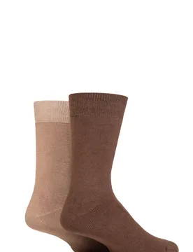 Mens 2 Pair Bamboo Cushioned Leisure Socks Brown / Light Brown 7-11 Mens - Brown - Size: 7-11 Mens - Glenmuir - FashionsVida