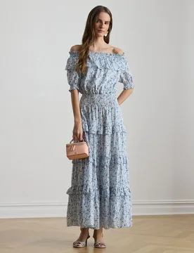 Vestido midi de algodón estampado - Lauren Ralph Lauren - FashionsVida