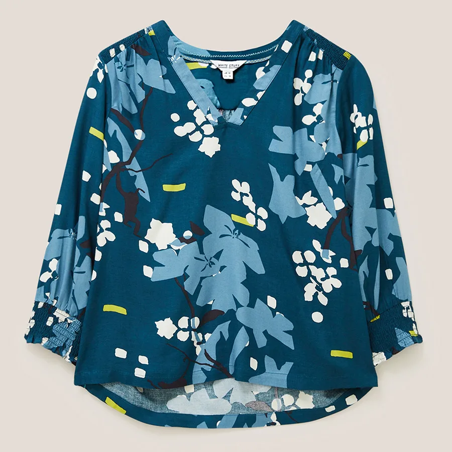 Elisa EcoVero Top - Teal - White stuff - FashionsVida