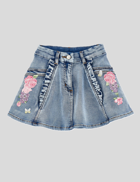 Gonna in denim bambina blu