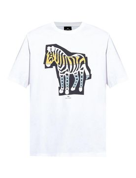 T-shirt in cotone con stampa zebrata