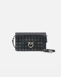 Pochette a tracolla piccola Love Bag Click Soft Horizontal Mini beige realizzata in pelle con borchie