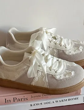 Zapatos deportivos casuales para mujer, zapatillas versátiles y transpirables de malla, estilo de bailarina con cordones, zapatos deportivos, zapatos - Shein - FashionsVida