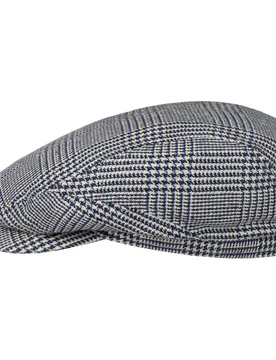 Hardwick Houndstooth Flat Cap by - blue - Female - Size: 59 cm - Stetson - FashionsVida