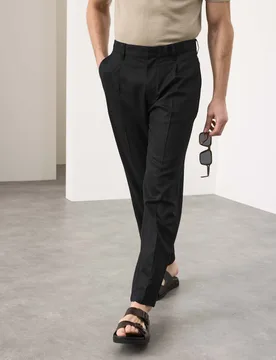 Tapered Fit Lyocell Rich Trousers Black male - Autograph - FashionsVida