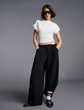 Pantalon Barrel Fit En Modal Xxs Noir