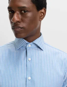 Regular Fit Pure Cotton Striped Luxury Shirt Blue/White male - M&S SARTORIAL - FashionsVida