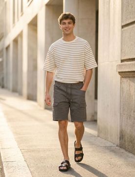 Pantaloncini jogger in denim - grigio chiaro