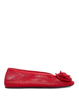 Ballerine in rete rossa con dettaglio fiore