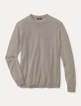 Rundhals-Pullover Merino Extrafein, , Farbe Beige, 48, reine, extrafeine Merinowolle temperaturausgleichend Herren