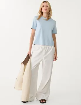 Basic-T-Shirt im Regular-Fit, Heavy Weight Himmelblau XS - Stradivarius - FashionsVida
